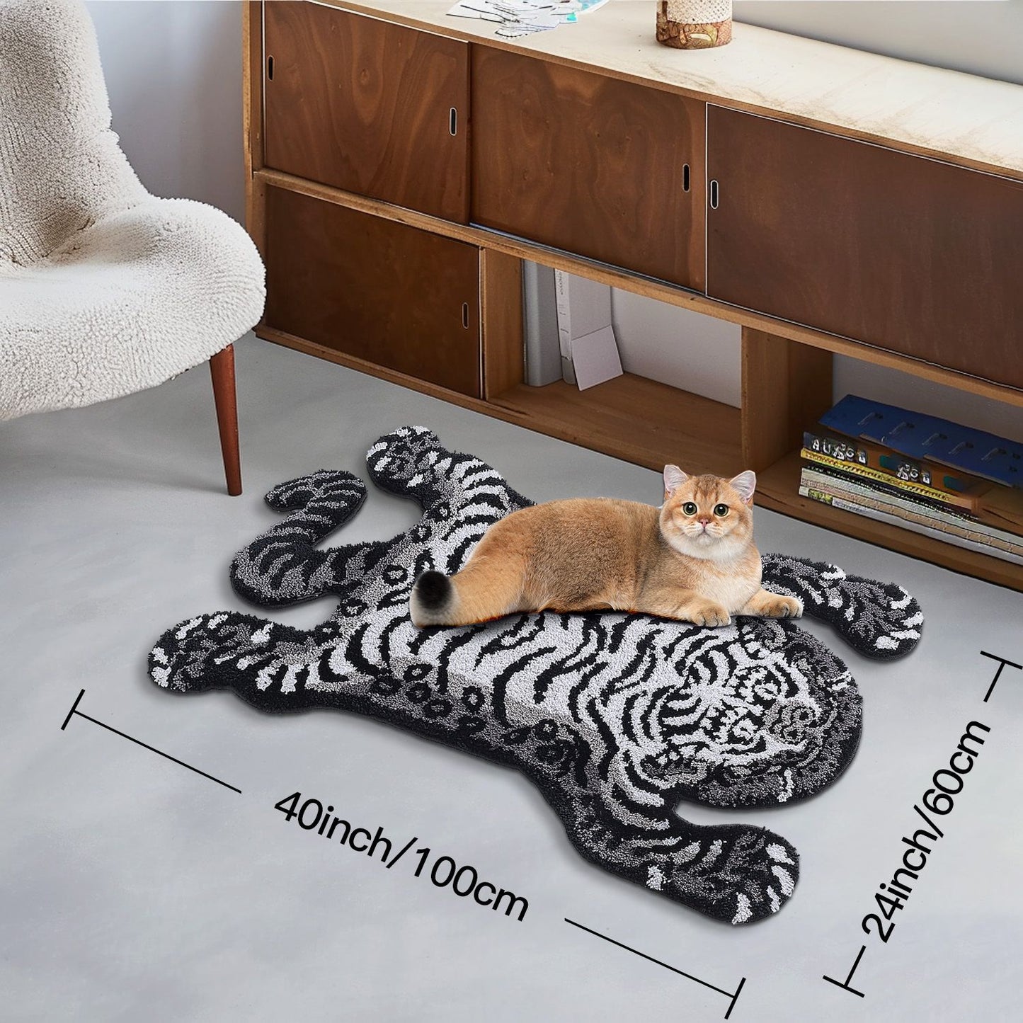 ibetan Tiger Bath Mat Bathroom Rug Non Slip, Ultra Soft Plush Tufted Cute Bathroom Mat Cool Animal Funky Area Rugs Absorbent Washable Carpet for Bedroom Living Room Décor, 24x40 Inch