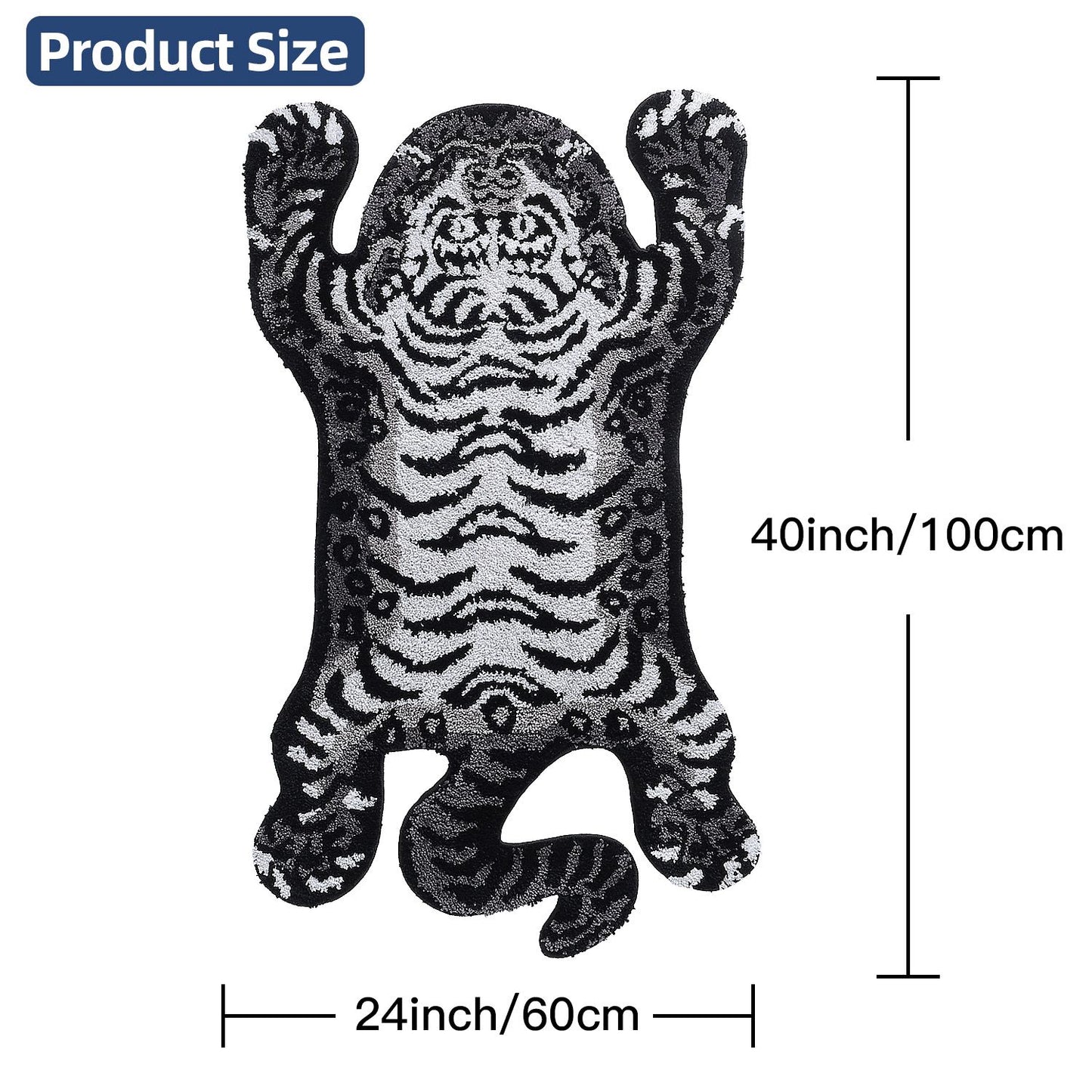 ibetan Tiger Bath Mat Bathroom Rug Non Slip, Ultra Soft Plush Tufted Cute Bathroom Mat Cool Animal Funky Area Rugs Absorbent Washable Carpet for Bedroom Living Room Décor, 24x40 Inch
