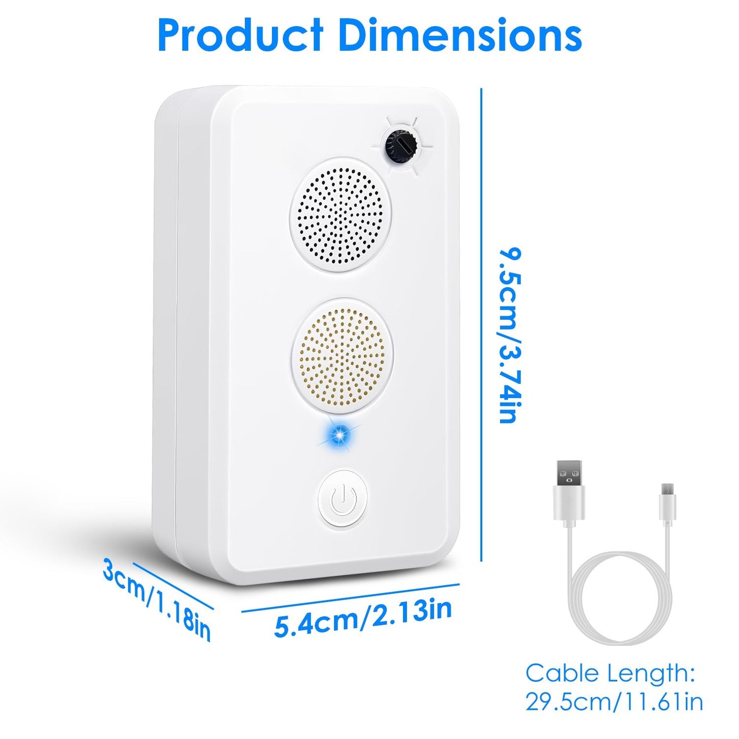 Indoor Outdoor Pest Deterrent - Ultrasonic Bat Bird Mouse Repeller with 6 Levels, 70-80H Runtime, 753Sq.ft Coverage, Safe Humane Design