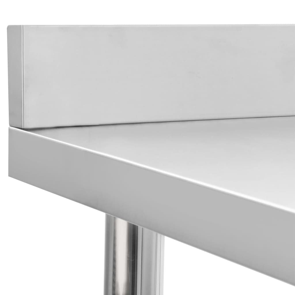 Kitchen Work Table with Backsplash 23.6"x23.6"x36.6" Stainless Steel