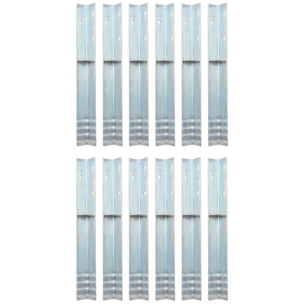 L-shaped Ground Anchors 12 pcs Galvanized Steel 2"x2"x19.7