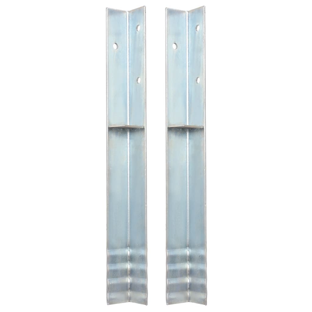 L-shaped Ground Anchors 2 pcs Galvanized Steel 2"x2"x19.7