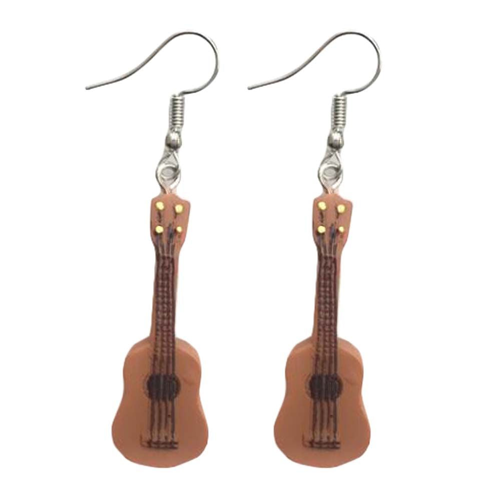 Lightweight Drop Hook Guitar Earrings Music Instruments Long Pendant Music Lover Women Dangle Earring; 2 Pairs