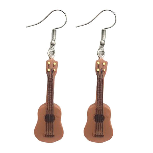 Lightweight Drop Hook Guitar Earrings Music Instruments Long Pendant Music Lover Women Dangle Earring; 2 Pairs