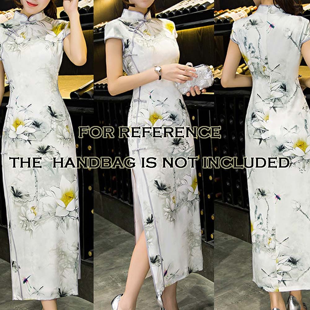 Long Cheongsam Dress Chinese Dress Flora Bodycon Cocktail Dress Qipao Dress