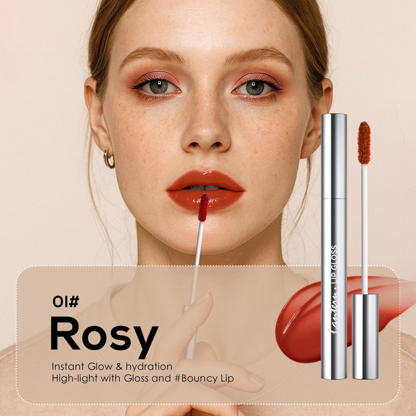 Long-Lasting Hydrating Lip Gloss, Moisturizing Non-Sticky Lip Tint with Hyaluronic Acid for Plumping Finish