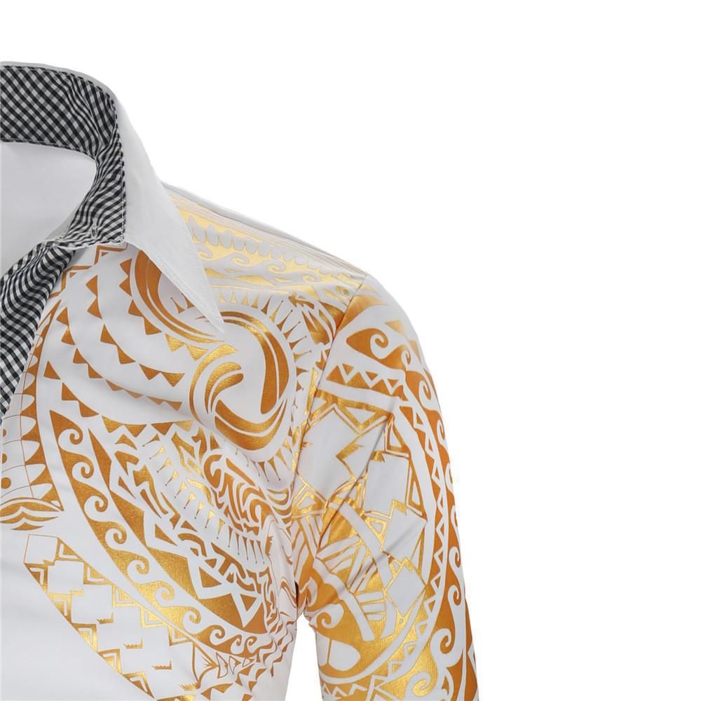 Long Sleeve Shirts Mens Loose Lapel Club Fancy Shirt