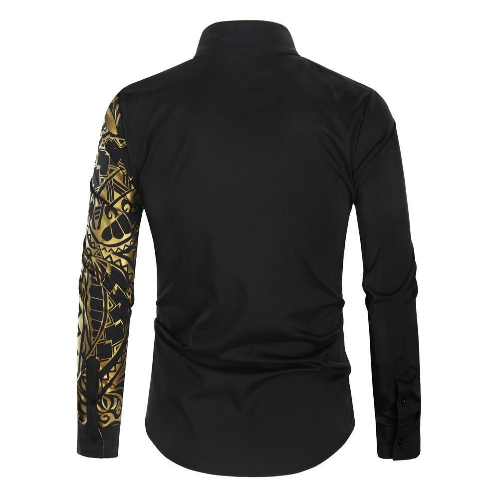 Long Sleeve Shirts Mens Loose Lapel Club Fancy Shirt