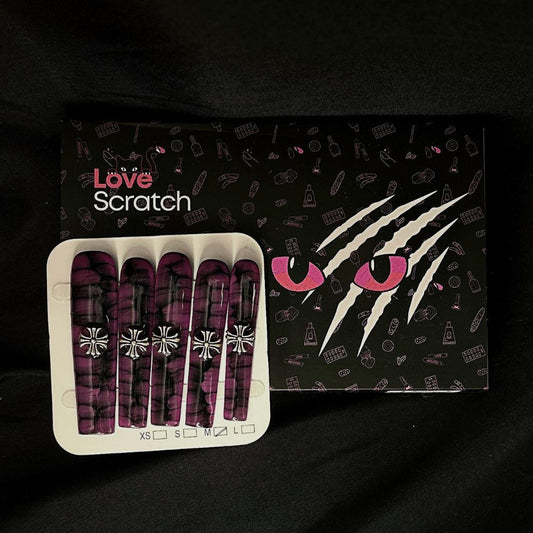 Love Scratch 10 PCs Purple Extra Long Glossy Handmade Press-on Nails