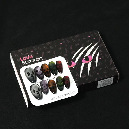 Love Scratch 10PCs 'Trick Faces' Handmade Press-on Nails