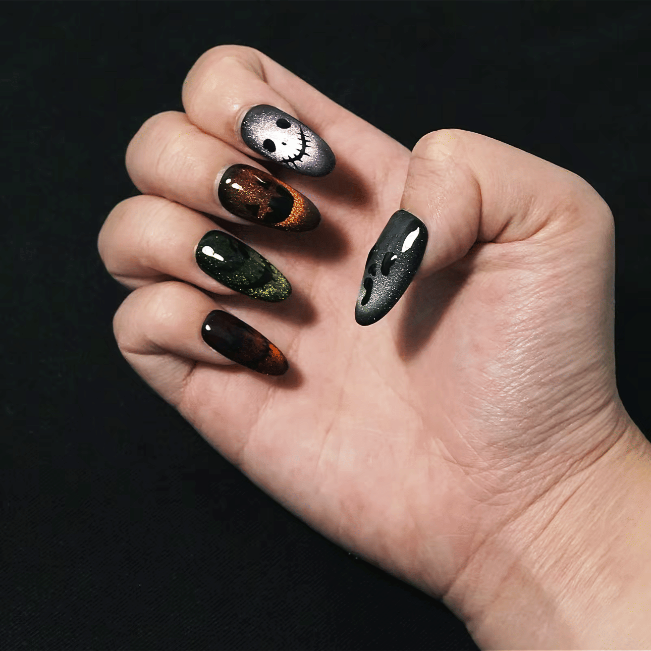 Love Scratch 10PCs 'Trick Faces' Handmade Press-on Nails