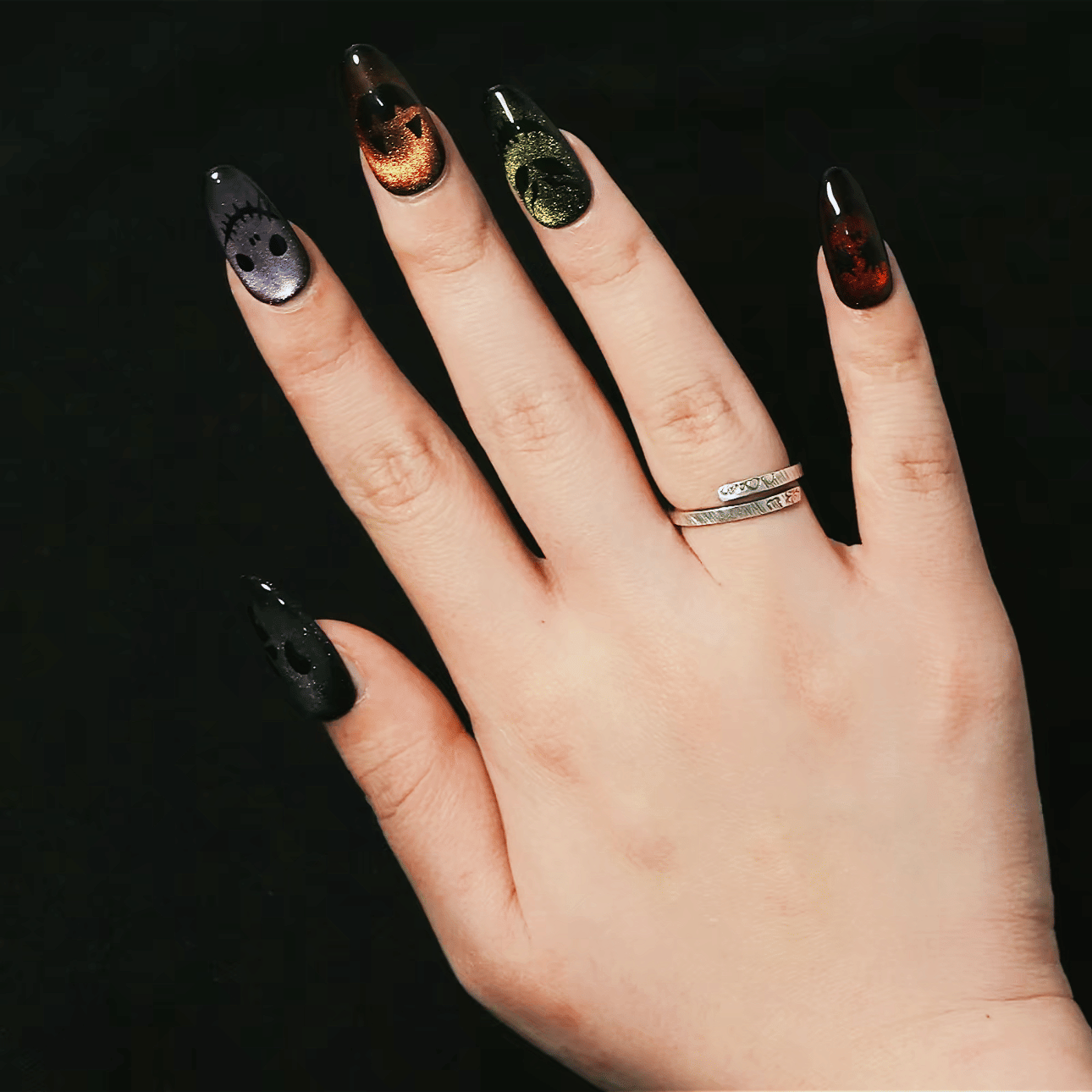Love Scratch 10PCs 'Trick Faces' Handmade Press-on Nails