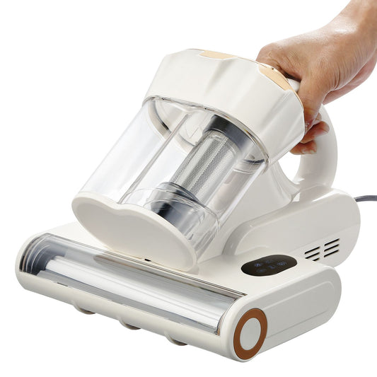 Mattress Vacuum Cleaner, 550W Bed Vacuum Cleaner with 18Kpa Powerful Suction and Dual Dust Bin, HEPA Filter & Heating, Ultrasound Tech & Cleaning Lights, Handheld for Bed, Sofa, Corded, White