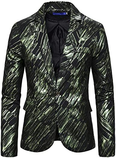 Mens Floral Suit Jackets 1 Button Casual Flat Collar Brush Grain Blazer for Banquet; Prom