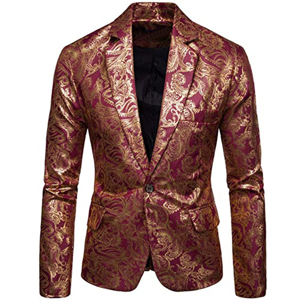 Men's Paisley Tuxedo Jackets Slim Fit Blazers Jacket One Button Stylish Wedding Party Dress Suit