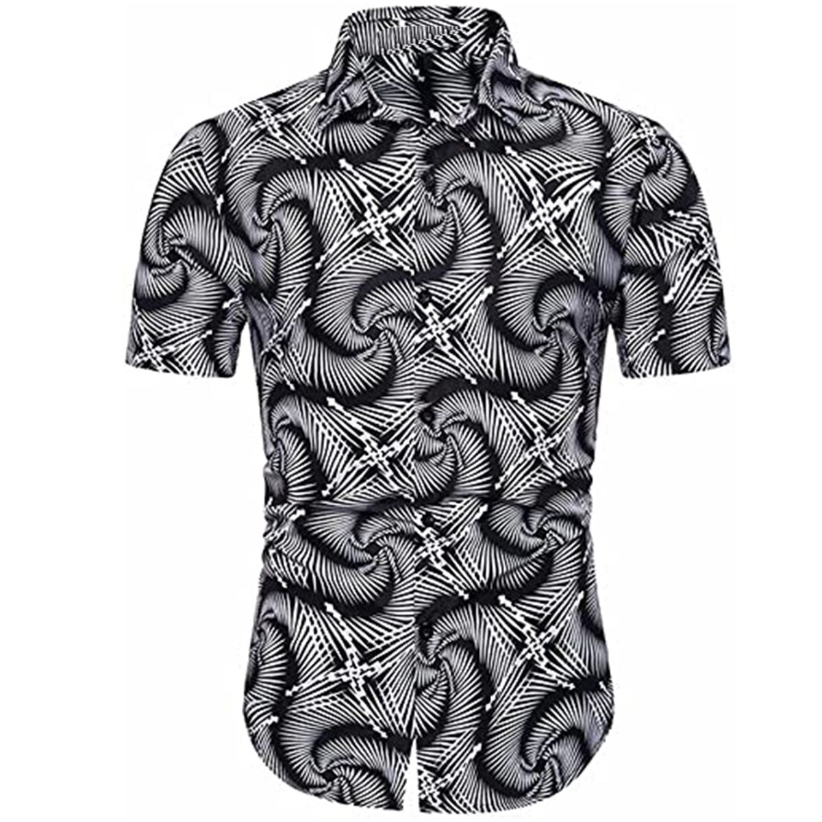 Men's Round Collar Suit 2 Piece Short Sports Set Short Shirt+ Pants Spiricle Suit Gym Suits