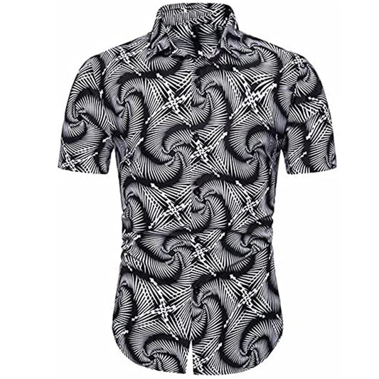 Men's Round Collar Suit 2 Piece Short Sports Set Short Shirt+ Pants Spiricle Suit Gym Suits