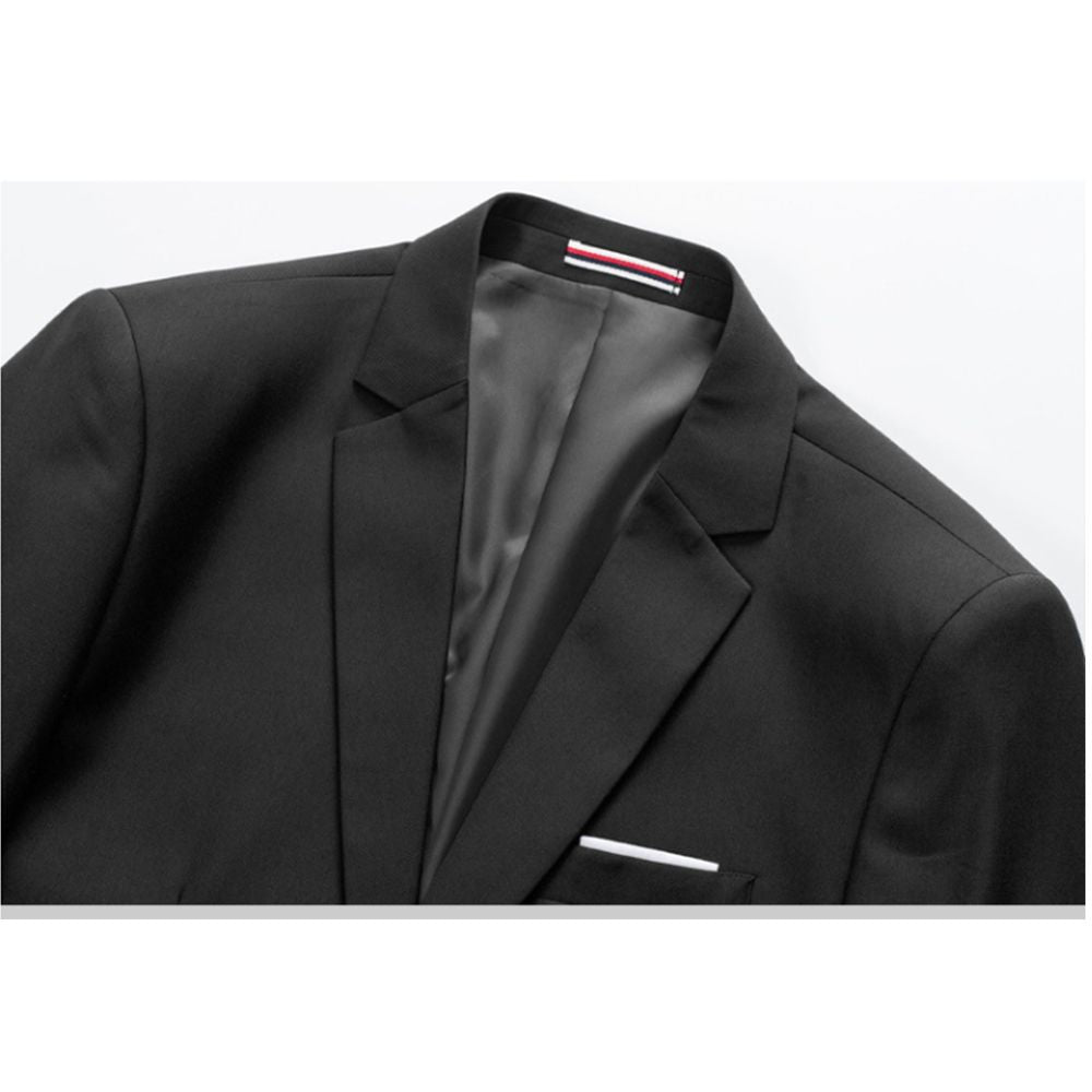 Men's Solid Color Casual Blazers Slim Fit Suit Collar Single Row Two Button Suit Jackets Groom Dress