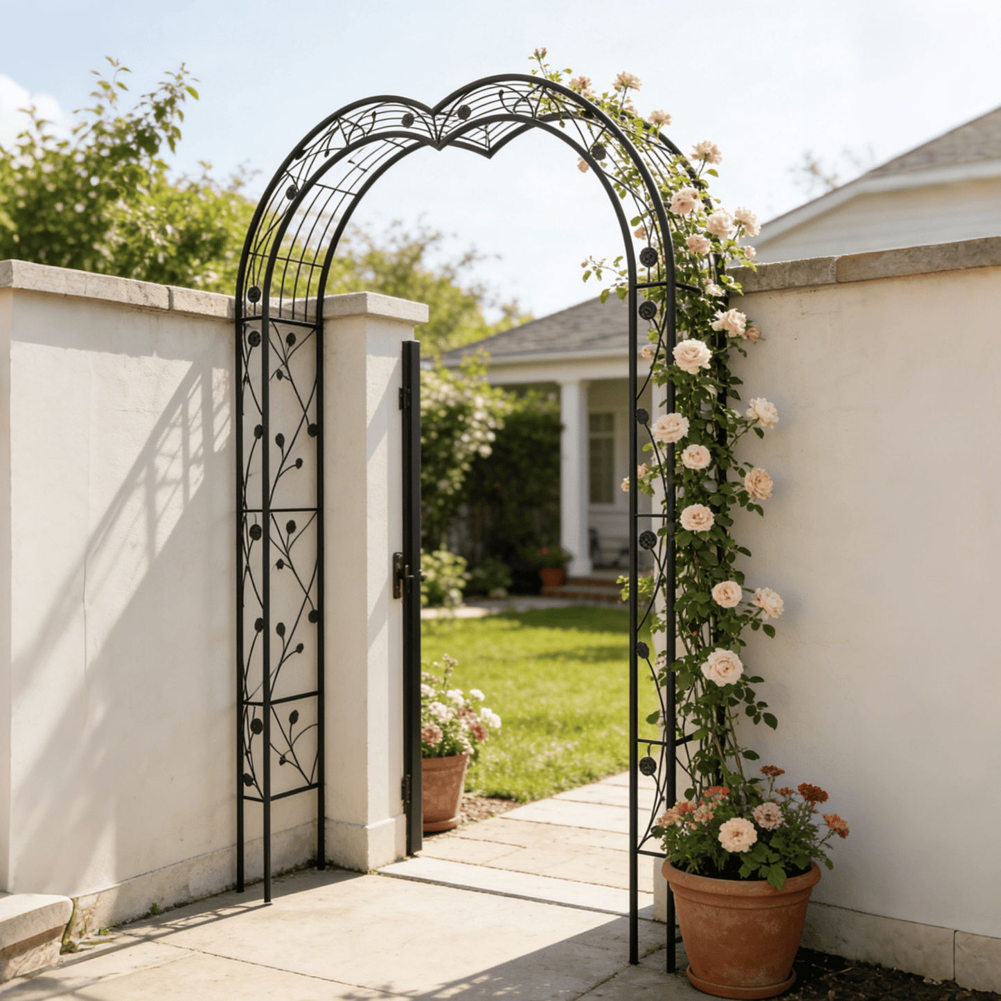 Metal Garden Arch Assemble Freely with 8 Styles Garden Arbor Trellis Climbing Plants Support Rose Arch