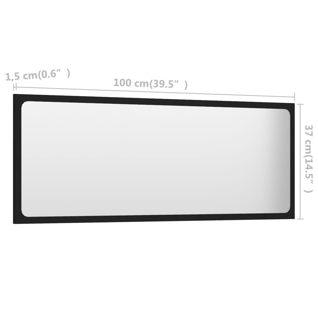 Mirror Black Engineered wood 39.4 in x 0.6 in x 14.6 in Mirror