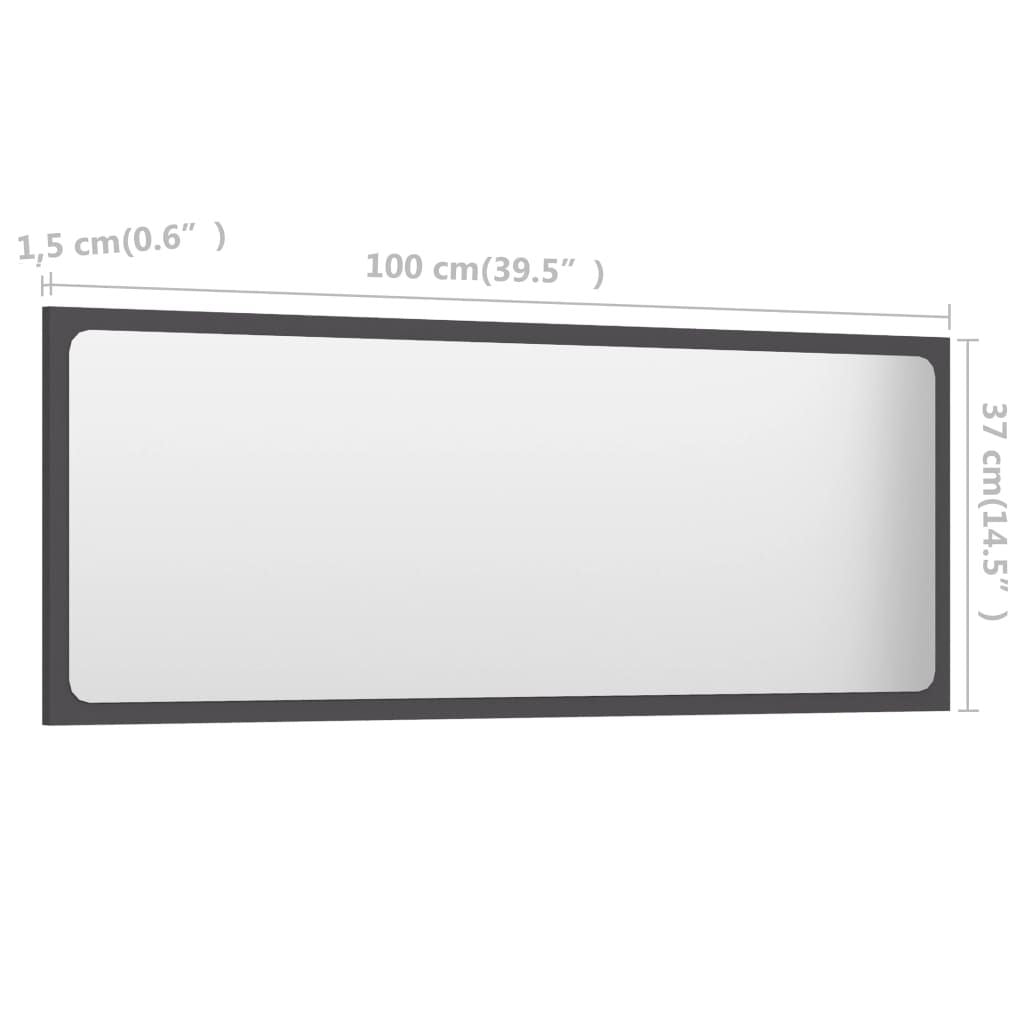 Mirror Grey Engineered wood, Acrylic Modern Mirror Rectangular