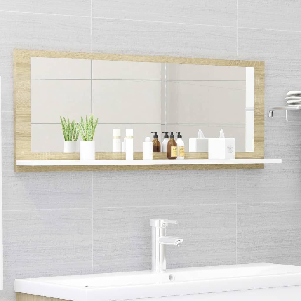 Mirror White and Sonoma Oak Engineered wood, acrylic Wall mounting