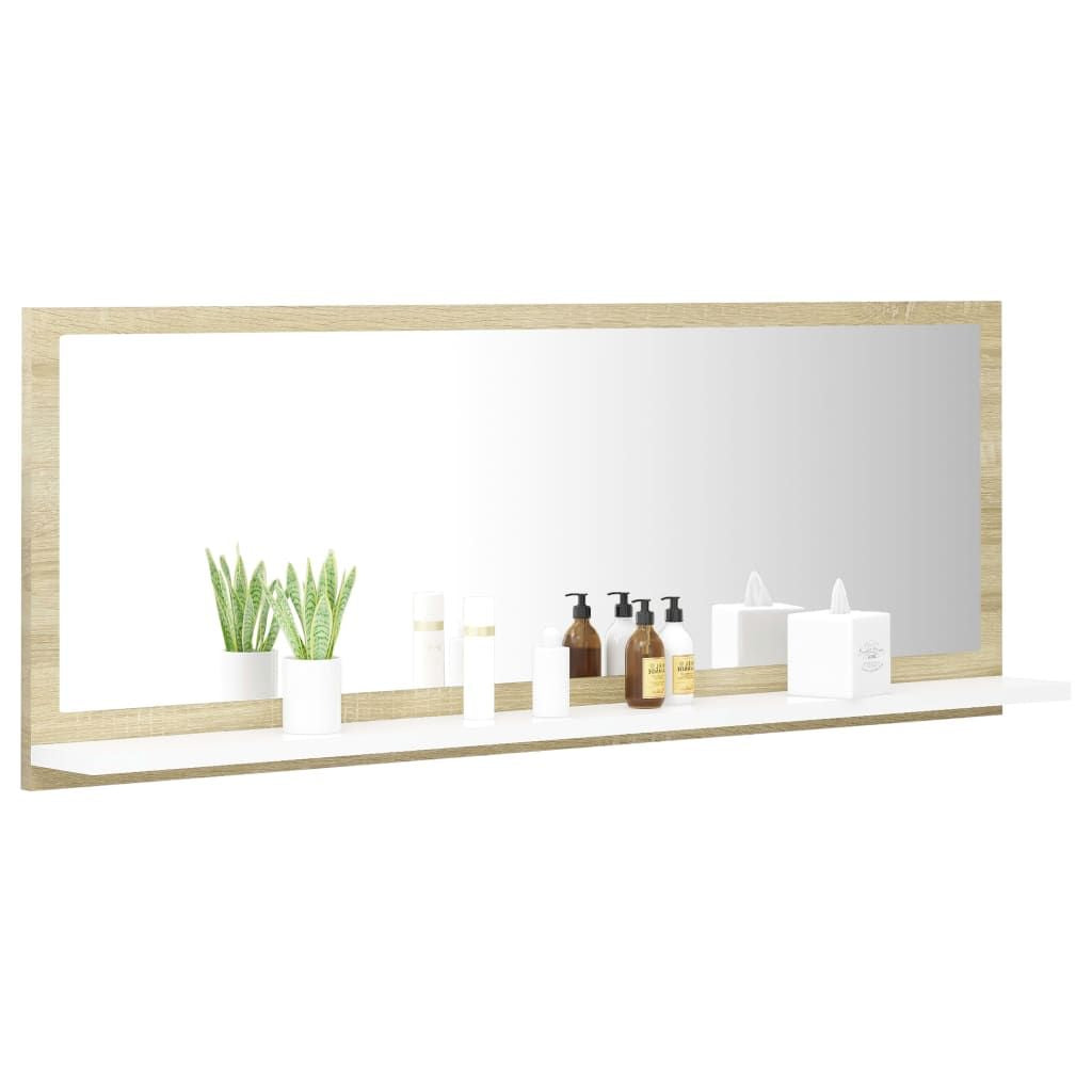 Mirror White and Sonoma Oak Engineered wood, acrylic Wall mounting