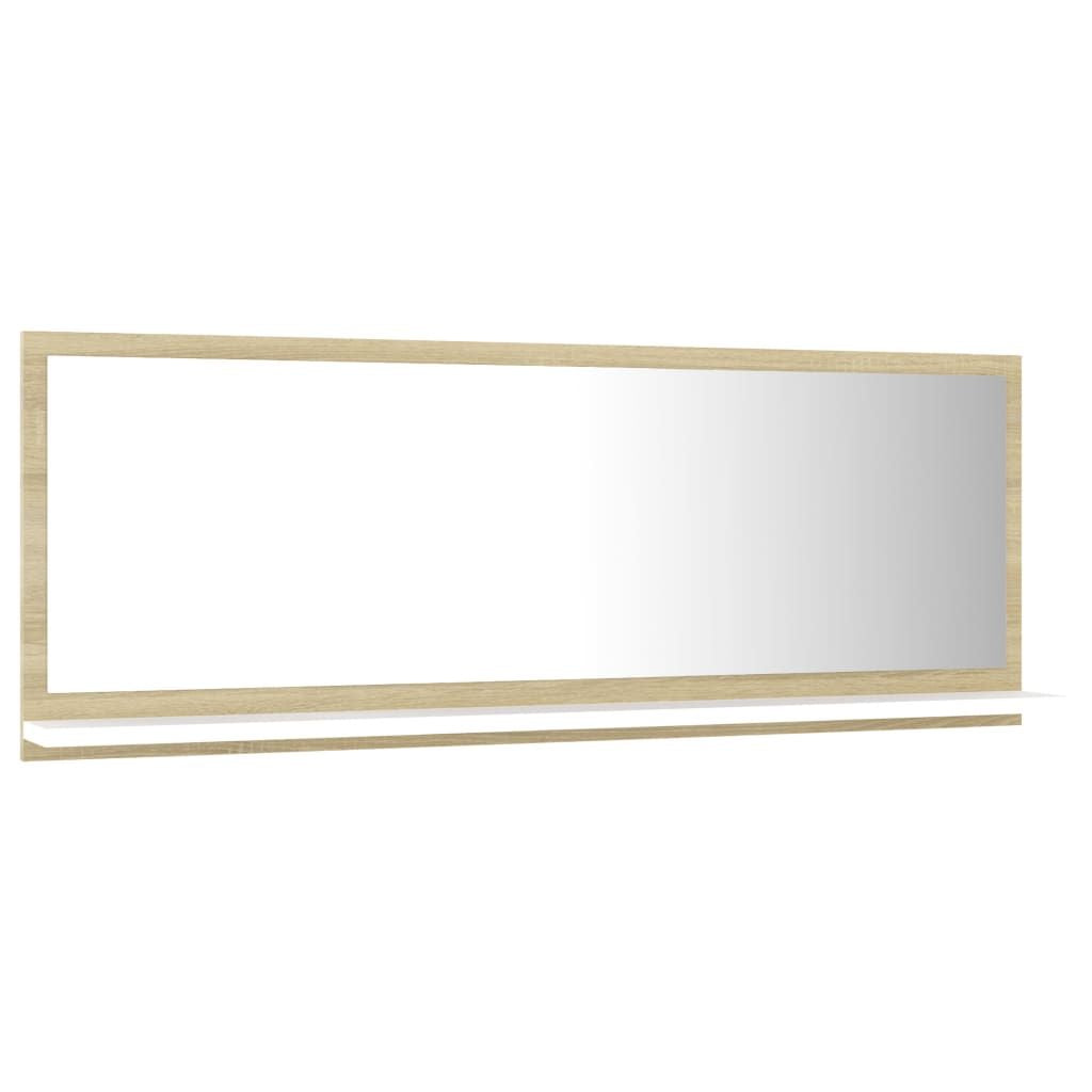 Mirror White and Sonoma Oak Engineered wood, acrylic Wall mounting
