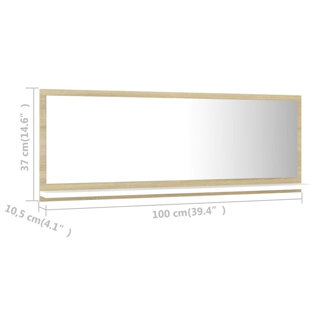 Mirror White and Sonoma Oak Engineered wood, acrylic Wall mounting