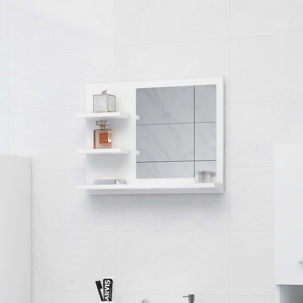 Mirror White Engineered wood, Acrylic Medium Bathroom Mirror
