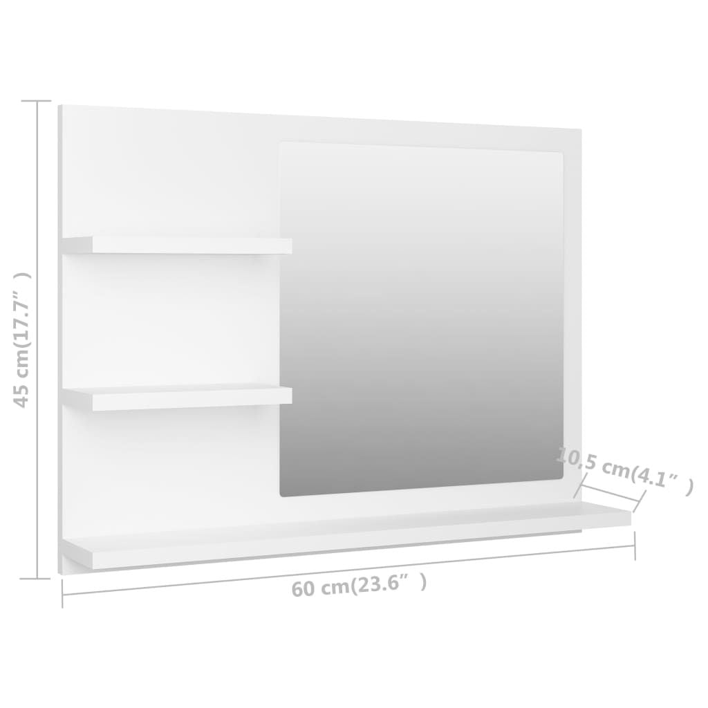 Mirror White Engineered wood, Acrylic Medium Bathroom Mirror