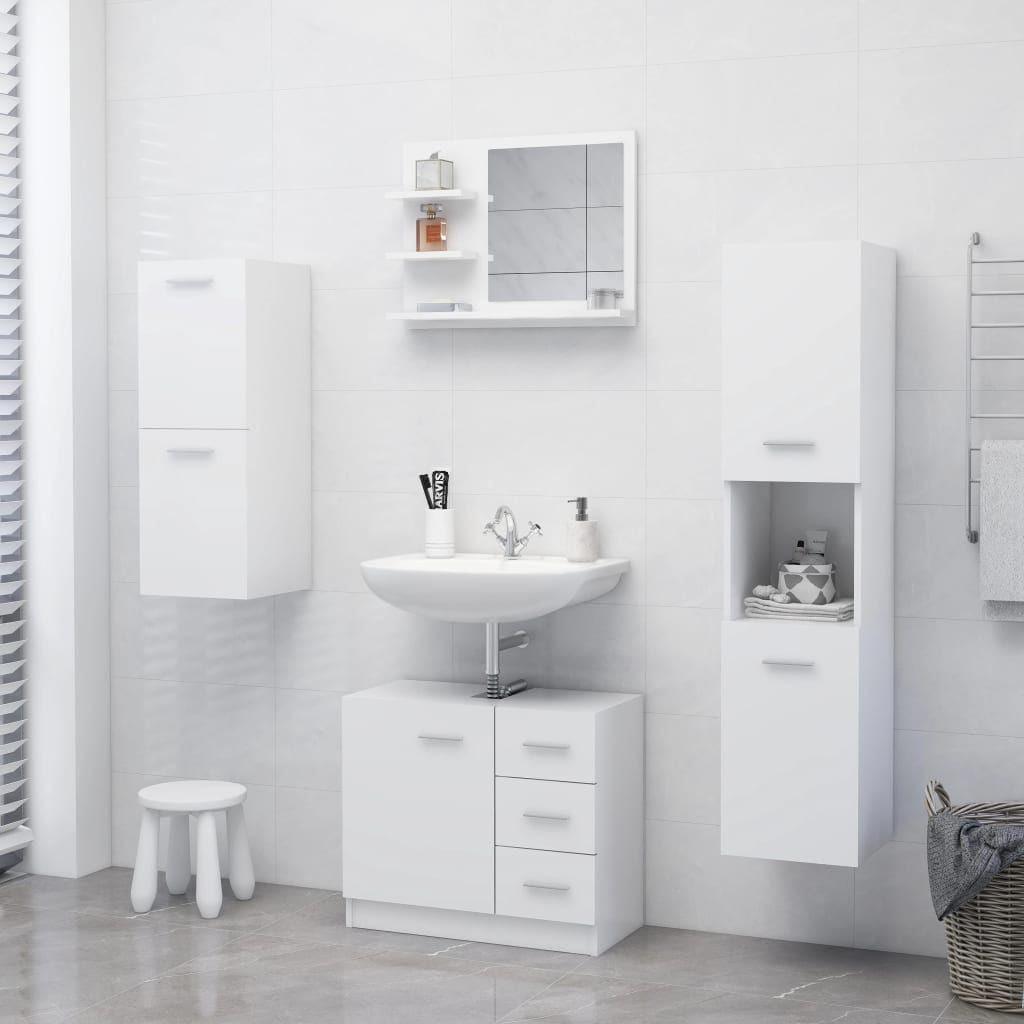 Mirror White Engineered wood, Acrylic Medium Bathroom Mirror