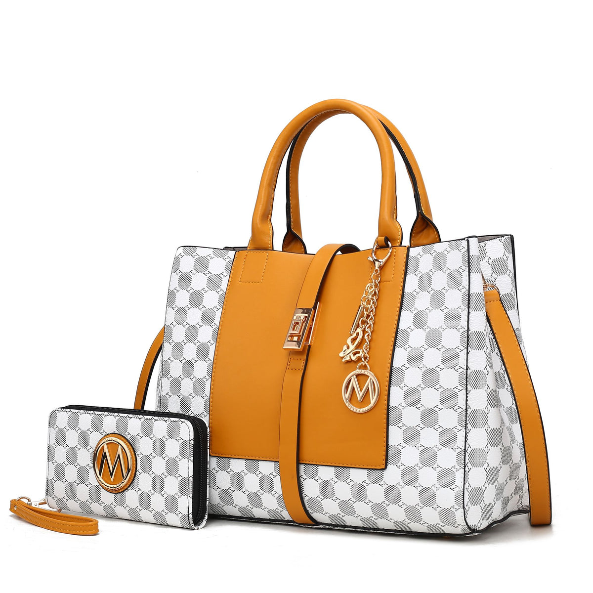 MKF Collection Yuliana 2-Piece Women's Handbag Set, Printed Satchel Purse with Matching Wallet, Stylish Vegan Leather Crossbody Bag by Mia K