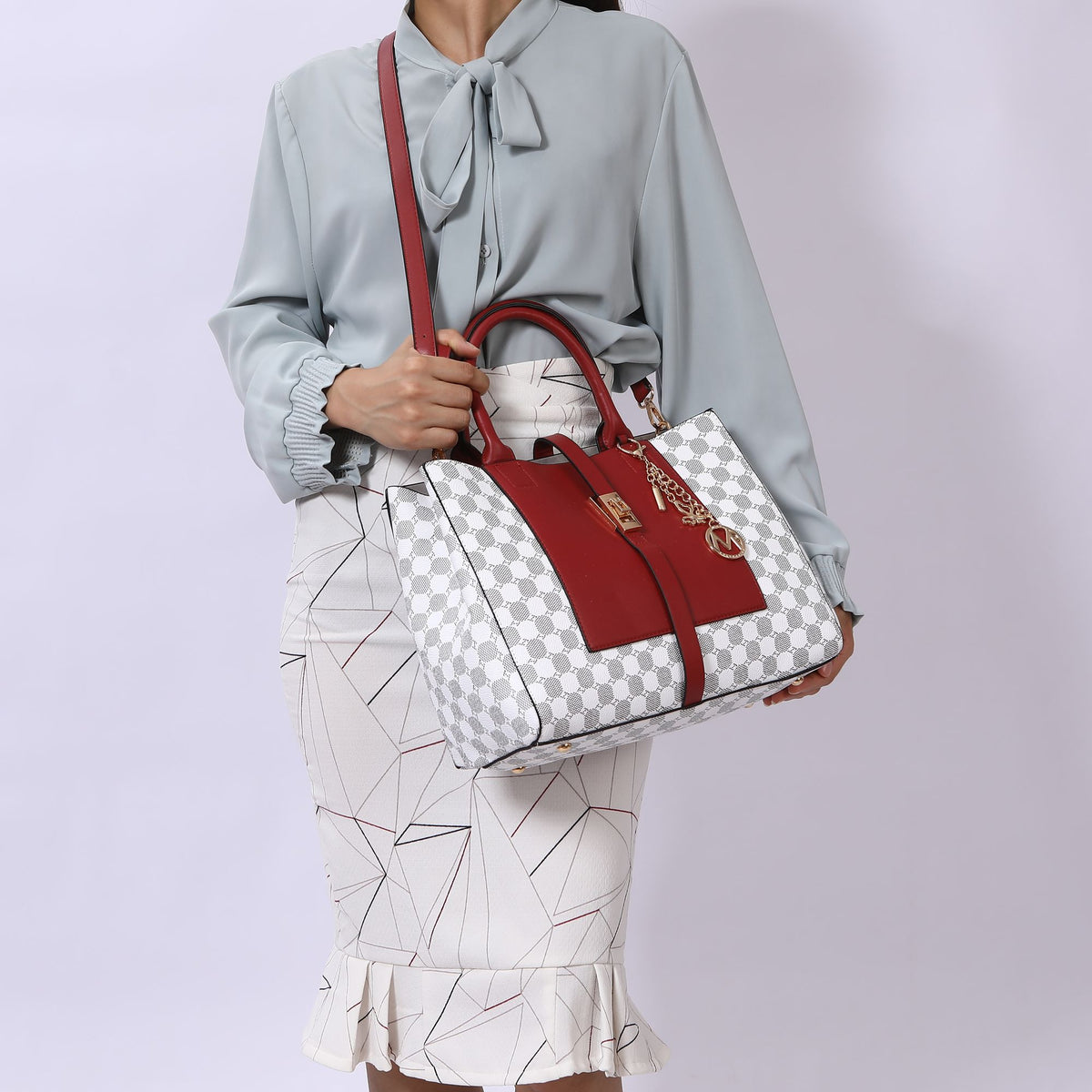MKF Collection Yuliana 2-Piece Women's Handbag Set, Printed Satchel Purse with Matching Wallet, Stylish Vegan Leather Crossbody Bag by Mia K