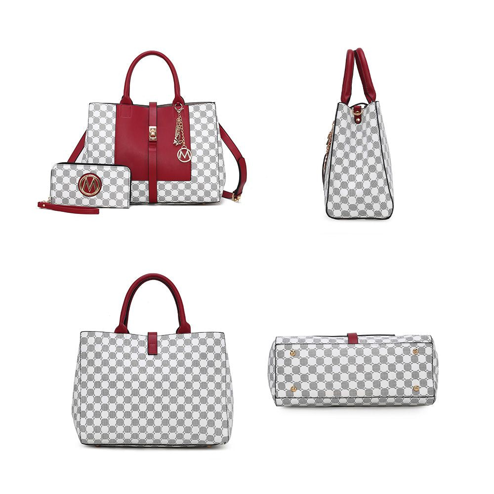 MKF Collection Yuliana 2-Piece Women's Handbag Set, Printed Satchel Purse with Matching Wallet, Stylish Vegan Leather Crossbody Bag by Mia K
