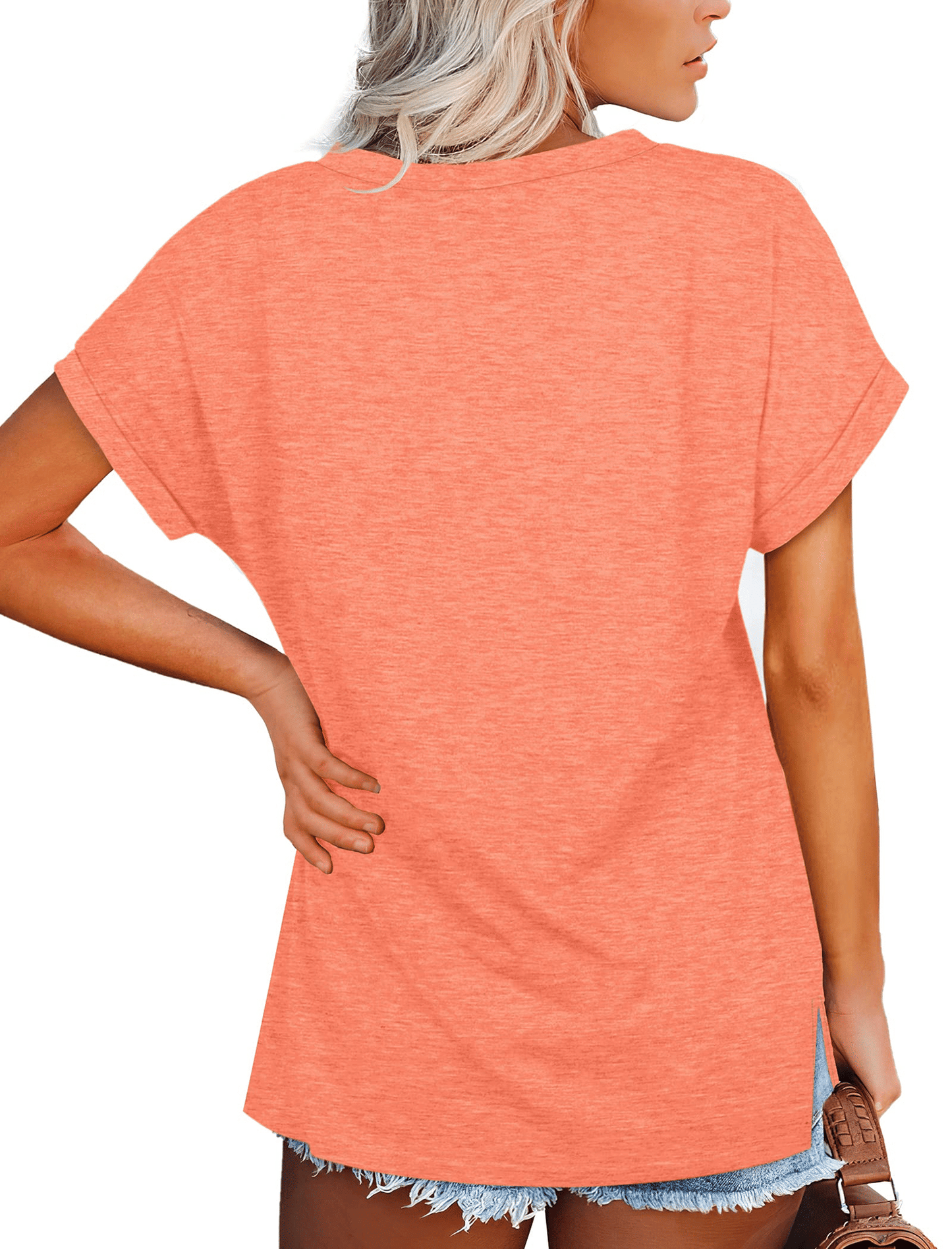 NSQTBA Shirts for Women Summer Casual V-Neck Comfy Tshirts S