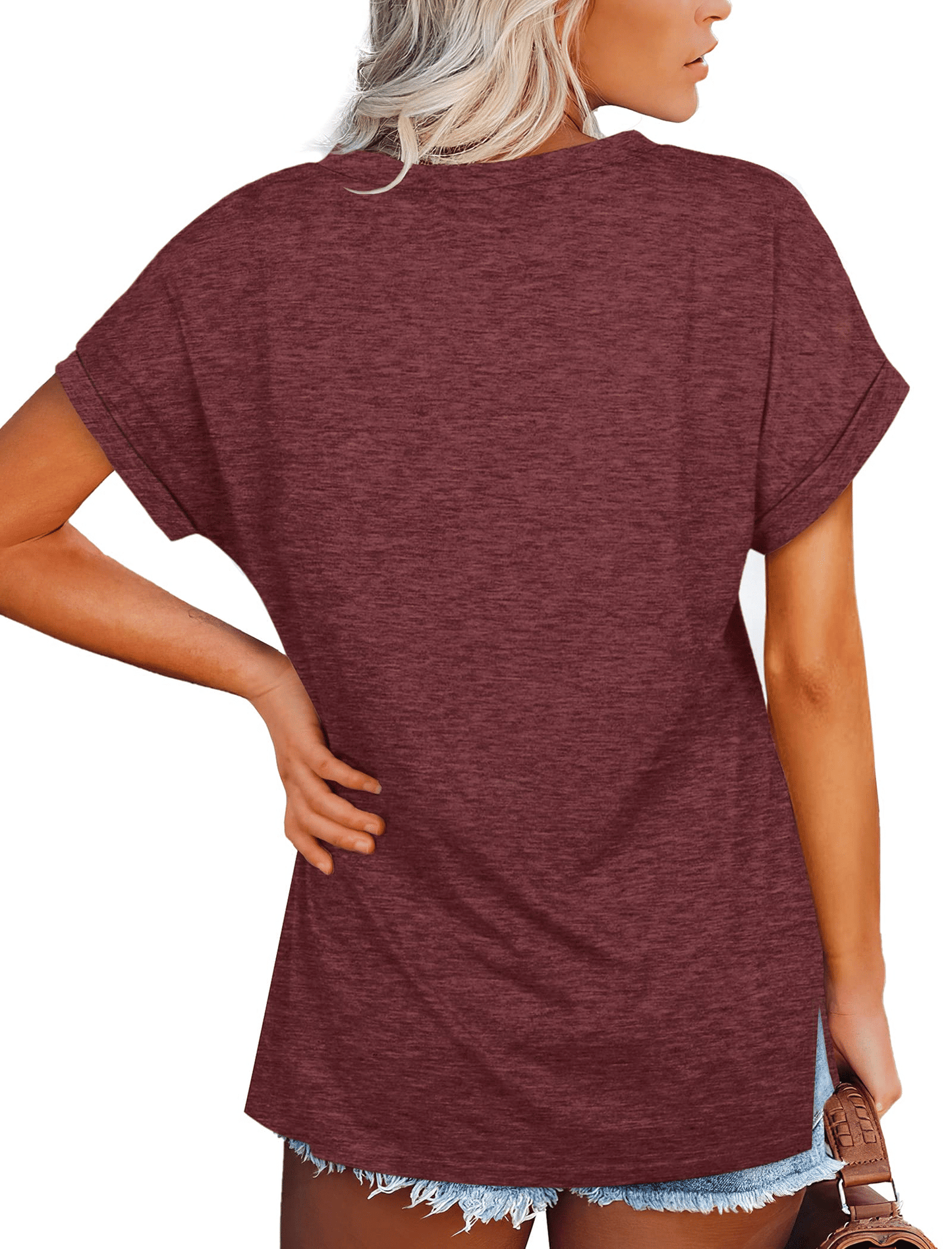 NSQTBA Tshirts for Women Summer Short Sleeve V Neck T Shirts Lightweight XL