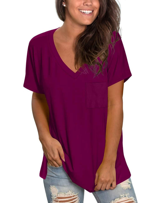 NSQTBA Tshirts for Womens V Neck Casual Summer Tops Short Sleeve Tops Purple L