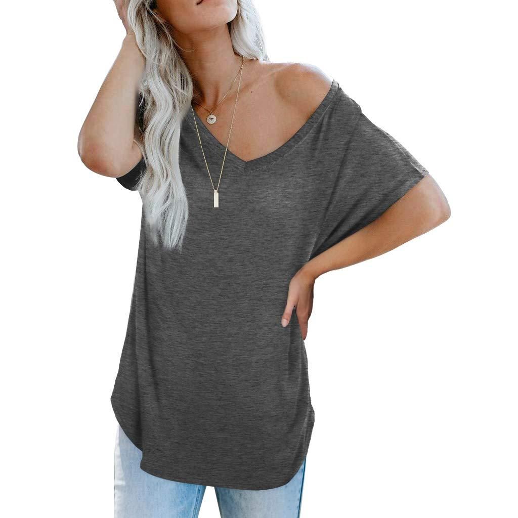 NSQTBA V Neck Shirts for Women Loose Casual Tshirts for Leggings Tops S