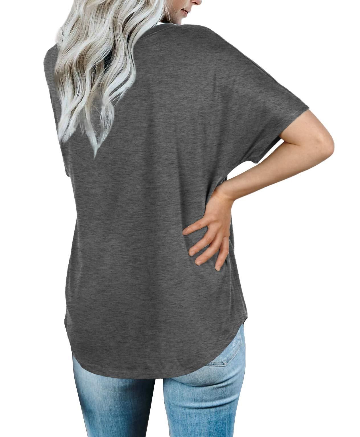 NSQTBA V Neck Shirts for Women Loose Casual Tshirts for Leggings Tops S