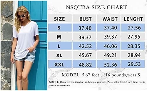 NSQTBA V Neck Shirts for Women Loose Casual Tshirts for Leggings Tops S