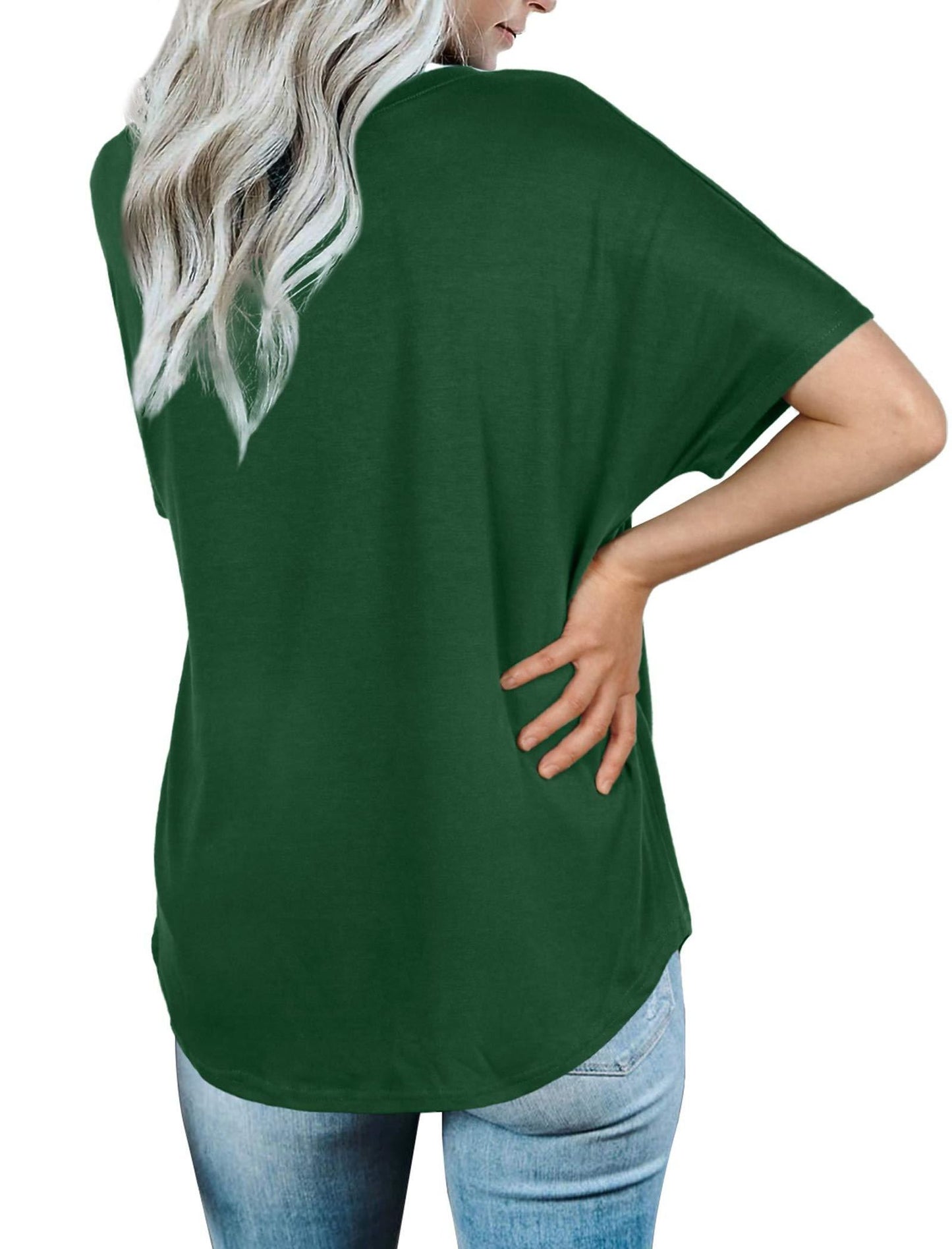 NSQTBA V Neck T Shirts for Women Summer St Patricks Day Tops Spring Green Shirts S