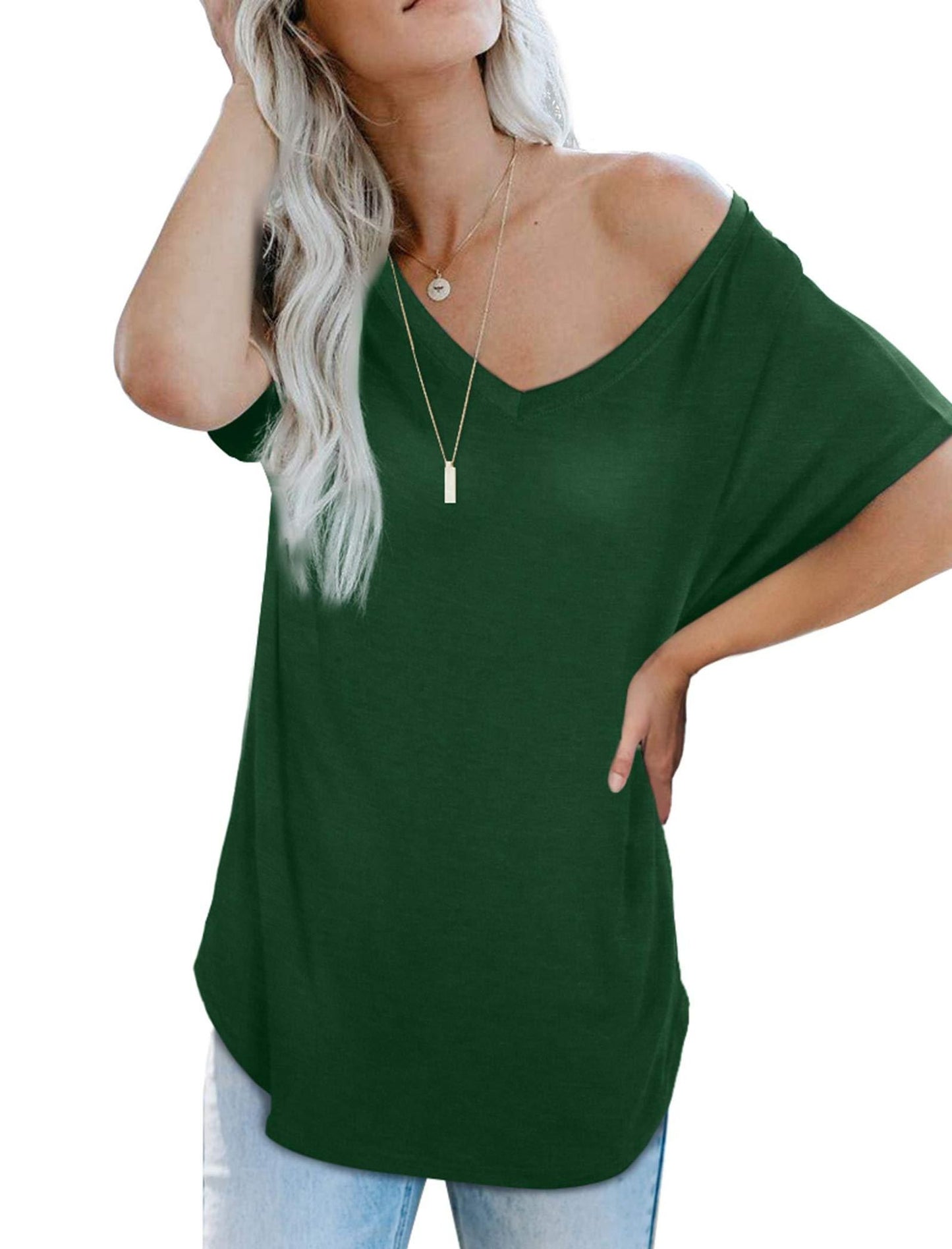 NSQTBA V Neck T Shirts for Women Summer St Patricks Day Tops Spring Green Shirts S