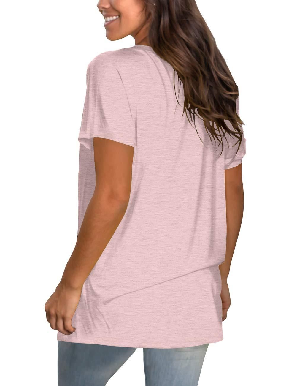 NSQTBA Womens Summer T Shirts Short Sleeve Casual Tops Basic Tees S