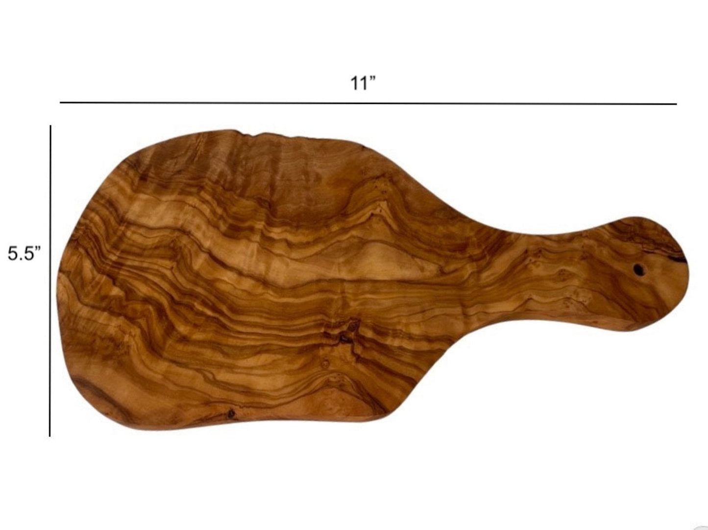 Original Olive Wood Cutting Board with Handle - Handcrafted Mediterranean Wood Charcuterie Board, Cheese Platter & Decorative Serving Tray for Kitchen and Dining, Unique Natural Grain, 11-inch