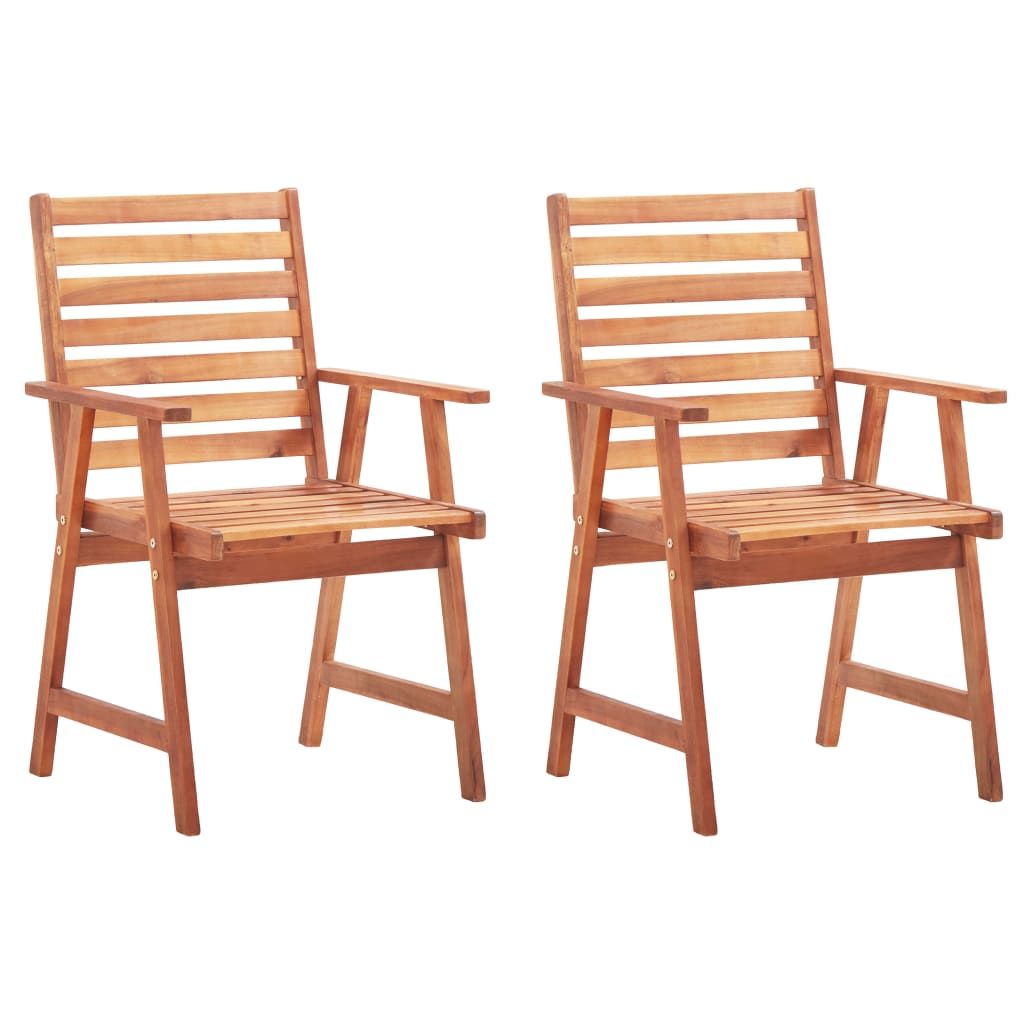 Outdoor Chair Set of 2 Anthracite Solid Acacia wood, Polyester
