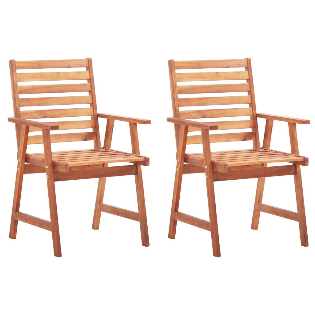 Outdoor Chair Set of 2 Grey, Natural Wood