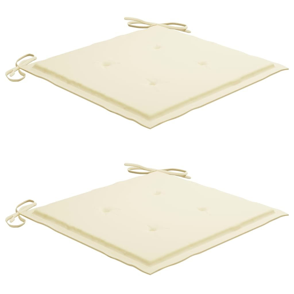 Outdoor Chair Set of 2 Natural wood, Cream cushions
