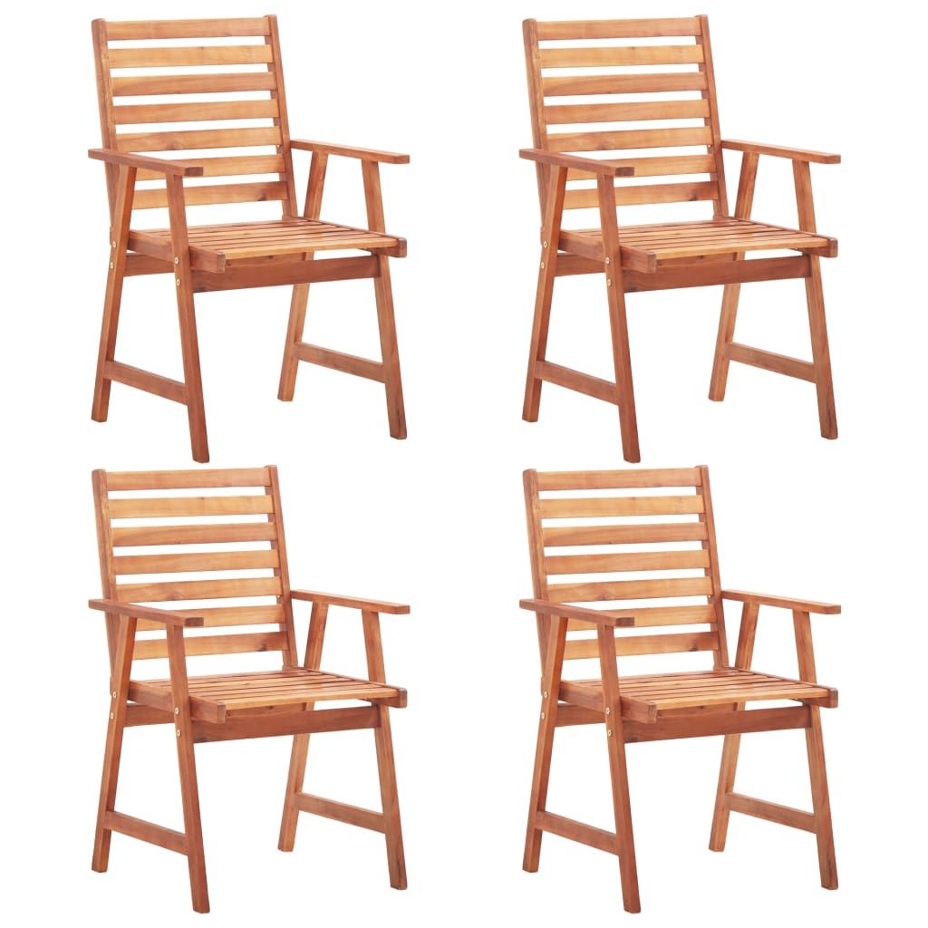 Outdoor Chair Set of 4 Natural wood Acacia wood