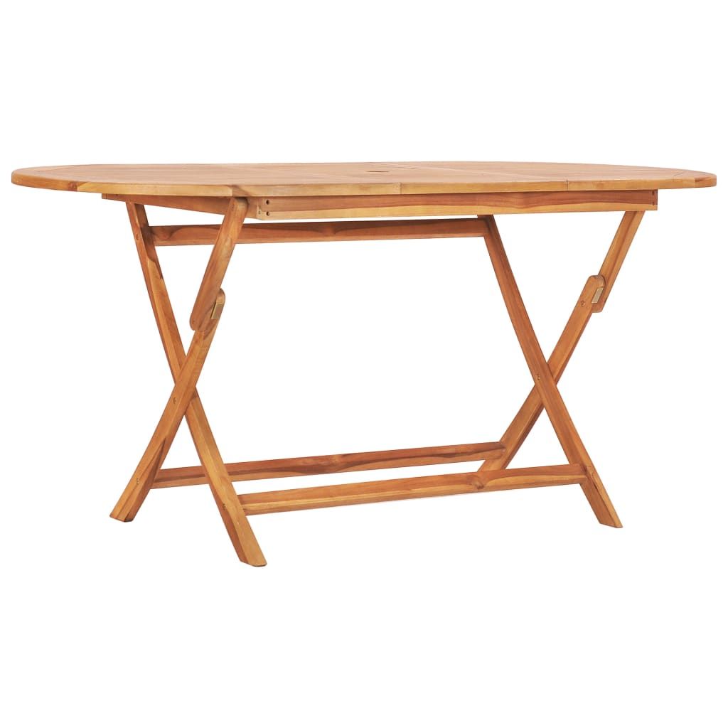 Outdoor Dining Set Natural Teak Solid Teak Wood Medium Foldable